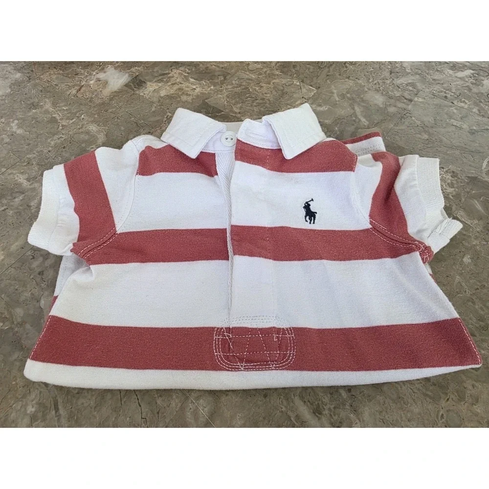 Ralph Lauren Polo Girls Red White Striped‎ One Piece Jumper 3 Months L Patriotic